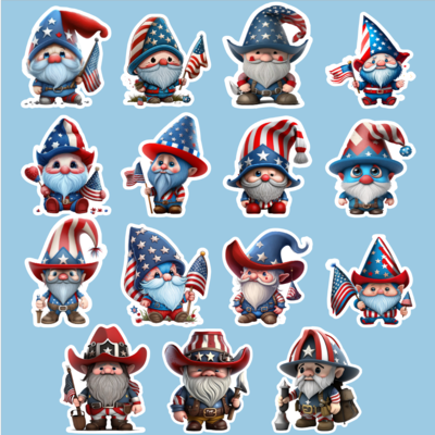 Gnome Patriotic Stickers - image1
